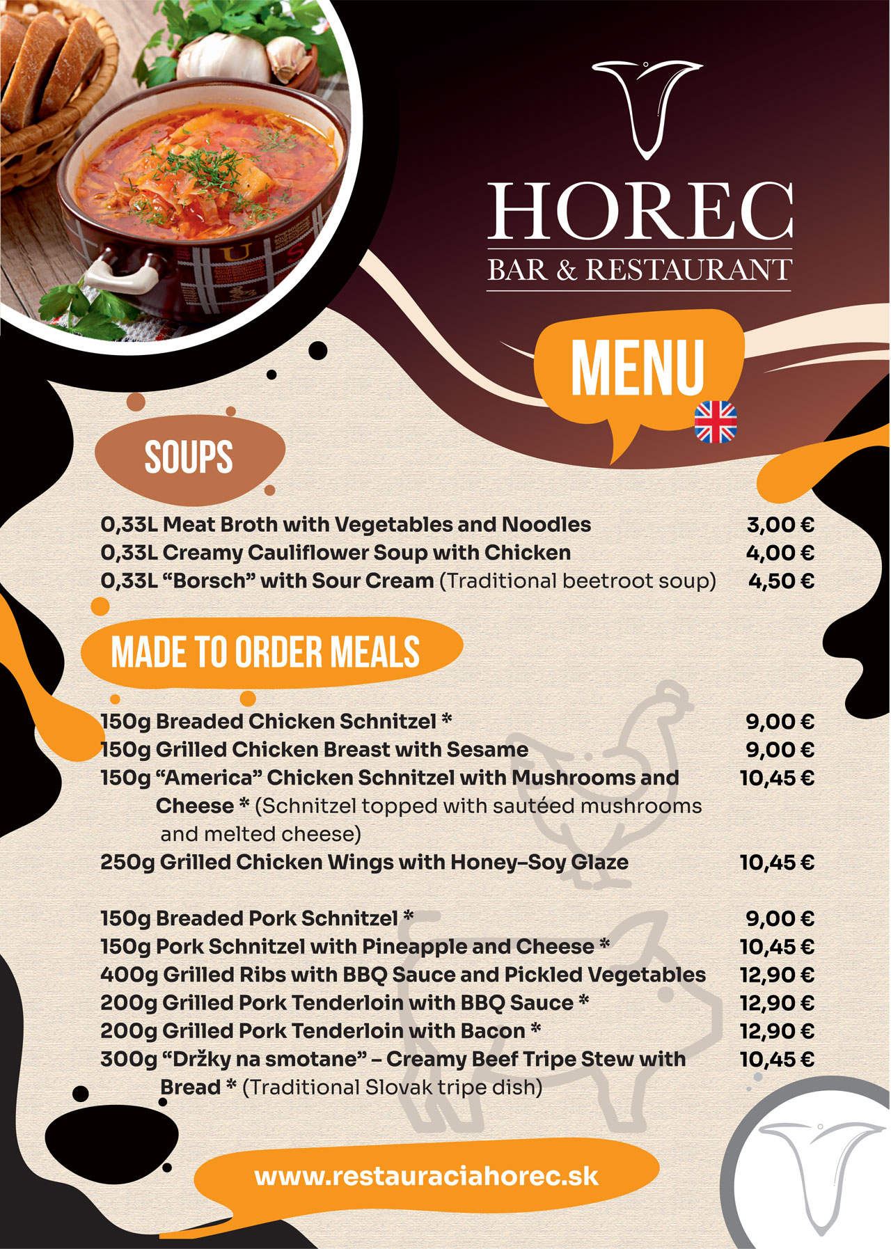 Reštaurácia Horec - Zimné Menu 2025 (English)